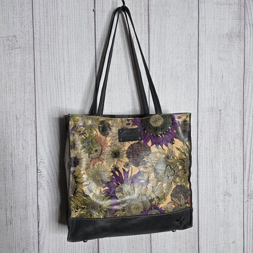 Patricia Nash Purple Sunflower Floral Leather Tote Shoulder Bag Botanical